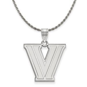 Sterling Silver Villanova U. Large 'V' Pendant Necklace - 20 Inch